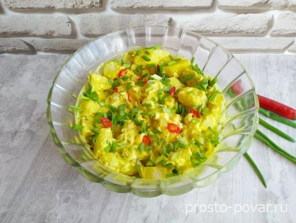 Рецепт зеленого салата с картофельным соусом